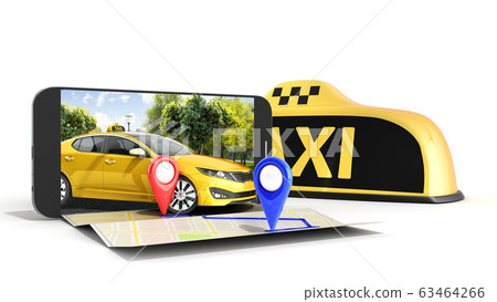 Ordering a taxi cab online internet service 63464266