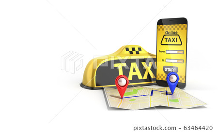 Ordering a taxi cab online internet service 63464420
