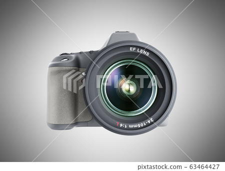 photo camera 3d render on grey background - Stock Illustration ...