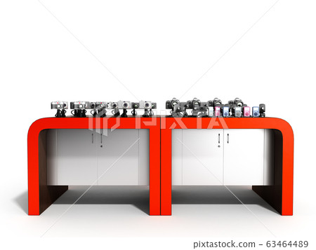 shopping rack for electronic 3d render on white 63464489