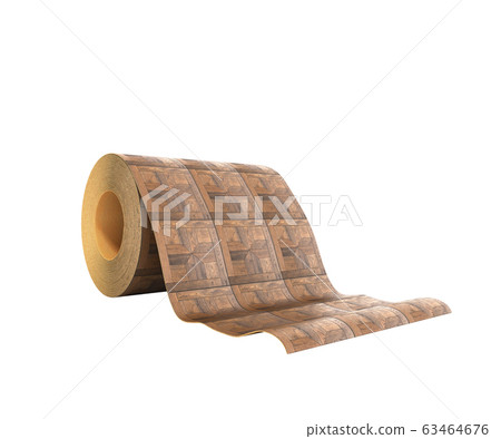 roll of linoleum with wood texture 3d illustration roll of linoleum with wood texture 3d illustration 63464676