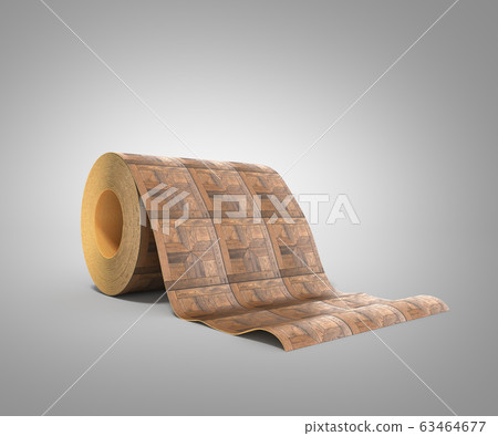 roll of linoleum with wood texture 3d illustration roll of linoleum with wood texture 3d illustration 63464677