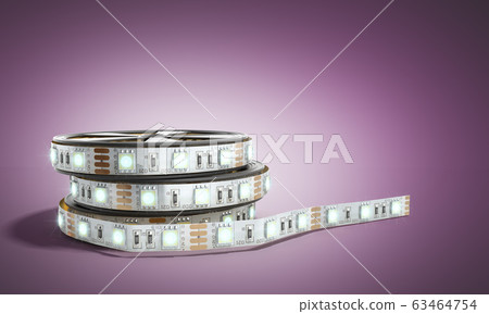 Diode strip Led lights tape in holder close-up 3d 63464754