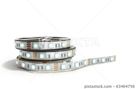 Diode strip Led lights tape in holder close-up 3d Diode strip Led lights tape in holder close-up 3d 63464756