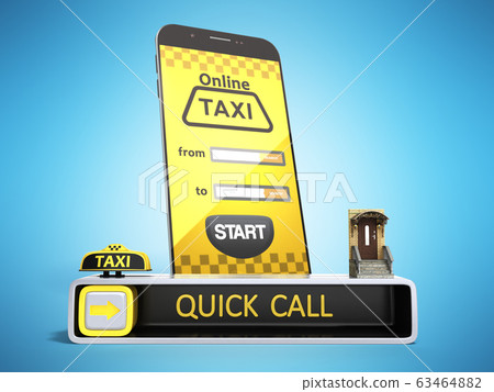 Ordering a taxi cab online internet service 63464882