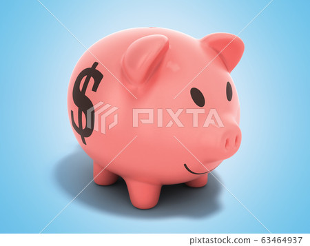 Money Piggy Bank 3d render on blue background - Stock Illustration ...