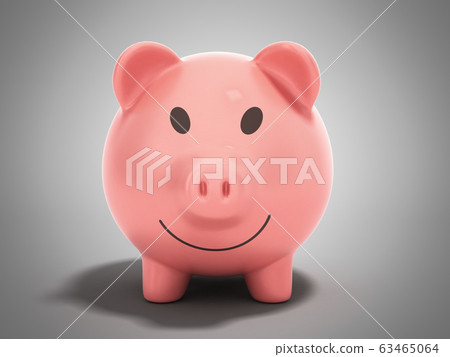 Money Piggy Bank 3d render on grey background - Stock Illustration ...