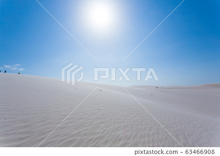White sand dunes panorama from Lencois Maranhenses White sand dunes panorama from Lencois Maranhenses 63466908