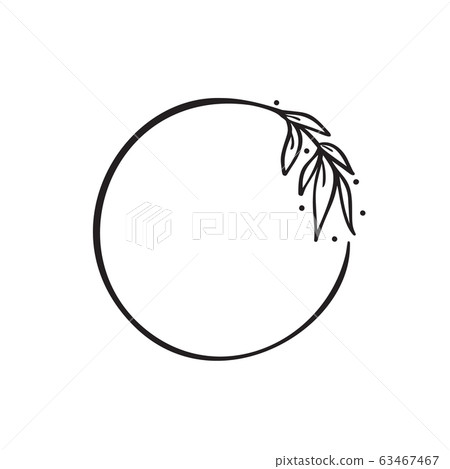 Hand drawn minimalistic frame with branch. Vector floral design elements for invitation, greeting card, scrapbooking, poster with place for text. Vintage decor 63467467