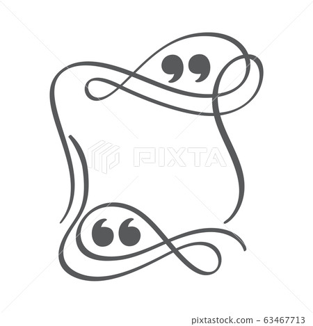 Calligraphic flourish quote bubble frame. Copy space vector quote box for greeting card. Blank template design quotation quotes symbols. Creative banner illustration 63467713