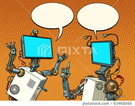 two robots communicate two robots communicate 63468098