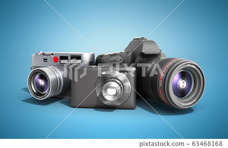 photo cameras of different classes 3d render on photo cameras of different classes 3d render on 63468168