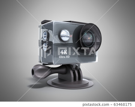 Camera Action Cam 3d render on a grey background 63468175