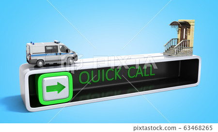 concept of quick call of police 3d render on blue - Stock Illustration ...