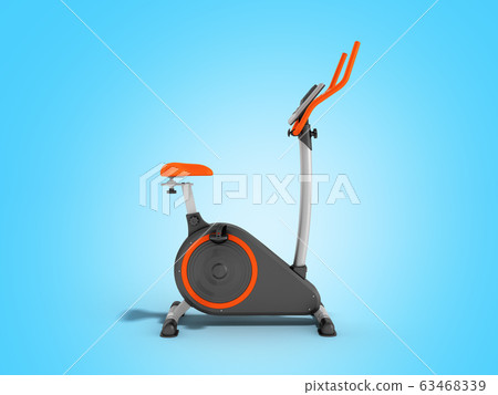 modern sport exercise bike yellow purple 3d render 63468339