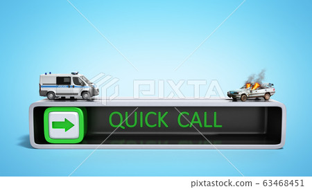 concept of quick call of police 3d render on blue - Stock Illustration ...