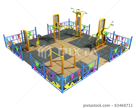 playground for fitness and worckout 3d render on playground for fitness and worckout 3d render on 63468711