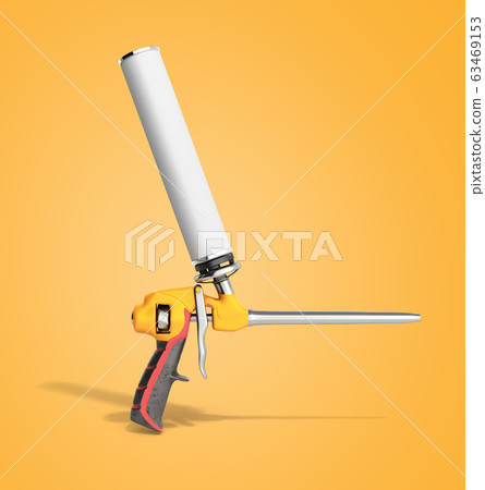 Foam gun on color background 3d render Foam gun on color background 3d render 63469153