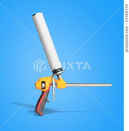 Foam gun on blue background 3d render Foam gun on blue background 3d render 63469154