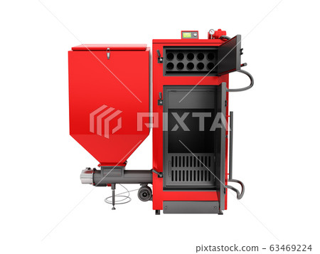 Solid fuel boiler 3D rendered image in white no 63469224