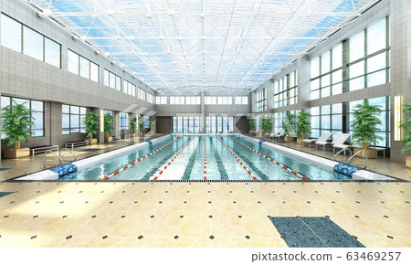 swimming pool interior 3d render image 63469257