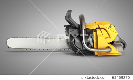 Chainsaw on grey background 3d illustration Chainsaw on grey background 3d illustration 63469270