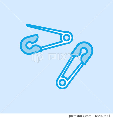 Safety Pin Brooch Vector Icon Simple Blue - Stock Illustration ...