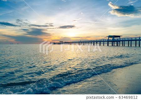 wood bridge and sea wood bridge and sea 63469812