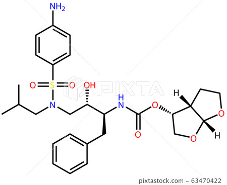 Structural formula of antiviral Darunavir, active 63470422