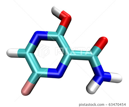 3D structure of antiviral Favipiravir, active 63470454
