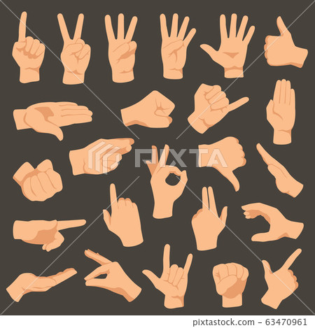 Hands gestures. Vector illustration set arm fingers Hands gestures. Vector illustration set arm fingers 63470961