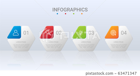 Colorful timeline infographic template with 4 steps on gray background, vector illustration Colorful timeline infographic template with 4 steps on gray background, vector illustration 63471347