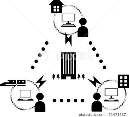 遠程辦公在家工作圖像圖矢量圖 63471587