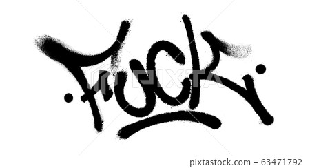 Sprayed fuck font graffiti with overspray in... - Stock Illustration