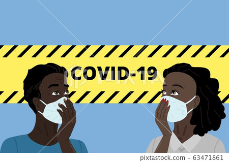 Dangerous epidemic of coronavirus in Africa and other countries. The enclosing tape. Quarantine. Vector illustration Dangerous epidemic of coronavirus in Africa and other countries. The enclosing tape. Quarantine. Vector illustration 63471861
