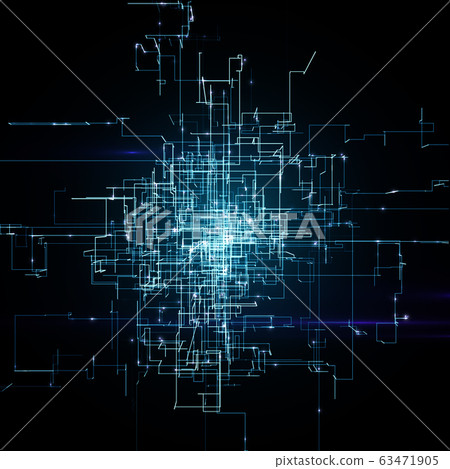 Digital Connectivity, Artificial Intelligence And Data Storage Concept. Glowing Electronic Circuit Board, Conductors And Neural Signals 63471905