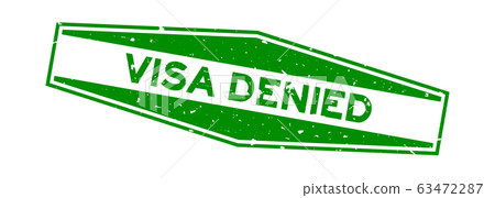 Grunge green visa denied word hexagon rubber seal stamp on white background 63472287