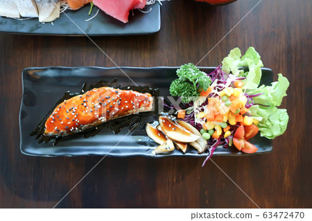 grilled salmon or salmon steak grilled salmon or salmon steak 63472470