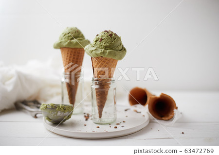 Green tea matcha ice cream. . Green tea matcha ice cream. . 63472769