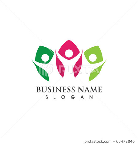leaf people logo and symbol vector image - Stock Illustration [63472846 ...
