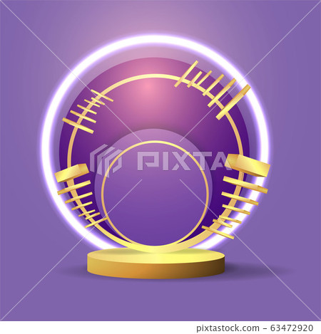 Metallic golden stage with floating geometrical 63472920