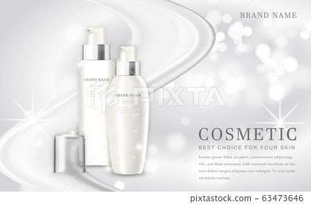 Vector 3D cosmetic make up illustration product bottle with elegant white shiny background Vector 3D cosmetic make up illustration product bottle with elegant white shiny background 63473646