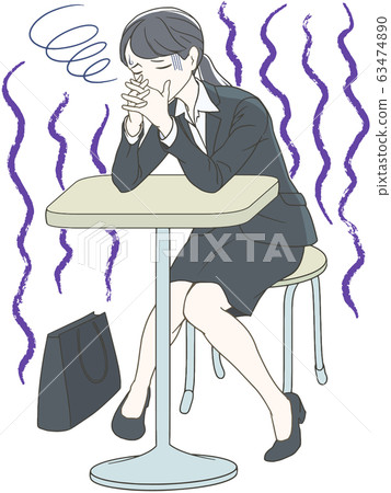 Depressed figure of a new adult in a suit worried at work 63474890