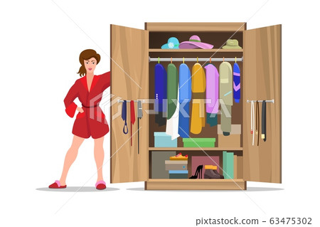Woman with open closet 63475302