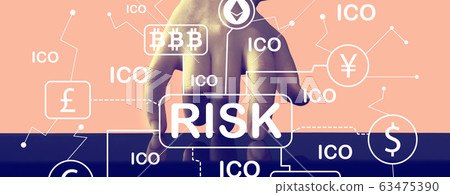 Cryptocurrency ICO risk theme with hand pressing a screen Cryptocurrency ICO risk theme with hand pressing a screen 63475390