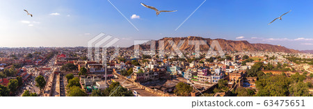 Jaipur skyline, aerial panorama of the City, India Jaipur skyline, aerial panorama of the City, India 63475651