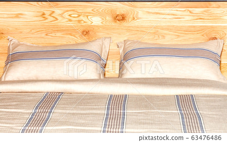 Bed linen, texture of beautiful beige cotton 63476486