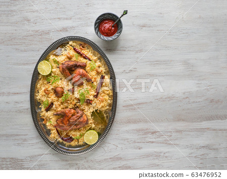 Homemade chicken Biryani. Arabic Kabsa with meat Homemade chicken Biryani. Arabic Kabsa with meat 63476952