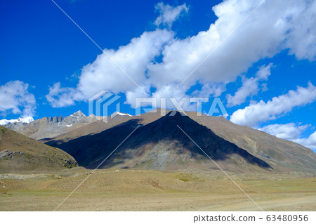 Scenery when touring by motorcycle from Ladakh region in India to Zanskar, a solitary island on land. Scenery when touring by motorcycle from Ladakh region in India to Zanskar, a solitary island on land. 63480956