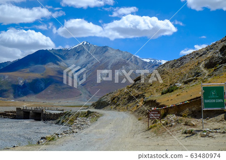 Scenery when touring by motorcycle from Ladakh region in India to Zanskar, a solitary island on land. Scenery when touring by motorcycle from Ladakh region in India to Zanskar, a solitary island on land. 63480974